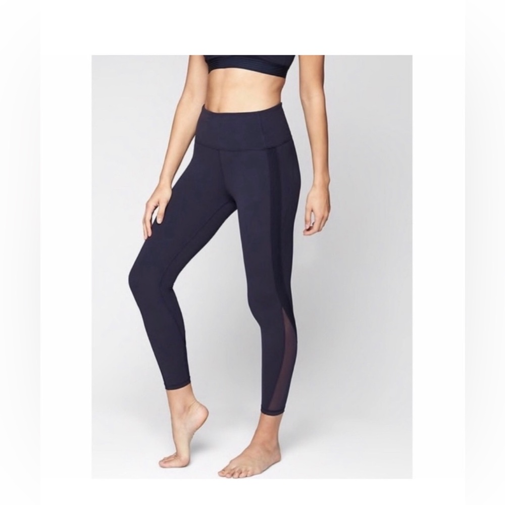 Athleta Side Stripe Salutation High Rise 7/8 Tight Legging Navy Women Size XL